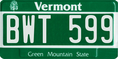 VT license plate BWT599