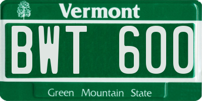 VT license plate BWT600