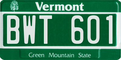 VT license plate BWT601