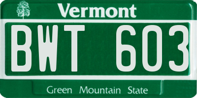 VT license plate BWT603