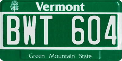 VT license plate BWT604