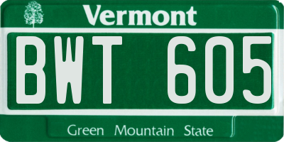 VT license plate BWT605