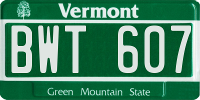 VT license plate BWT607