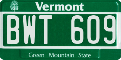 VT license plate BWT609