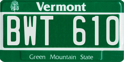 VT license plate BWT610