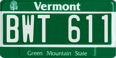 VT license plate BWT611