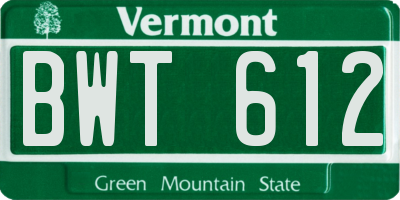 VT license plate BWT612