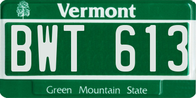 VT license plate BWT613