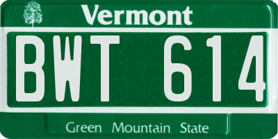 VT license plate BWT614