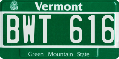 VT license plate BWT616
