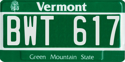 VT license plate BWT617