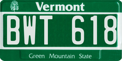 VT license plate BWT618