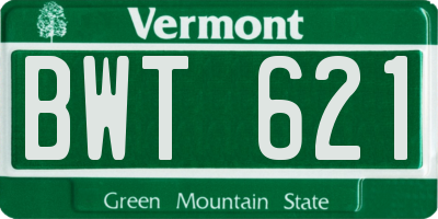 VT license plate BWT621