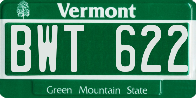 VT license plate BWT622