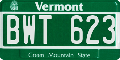 VT license plate BWT623
