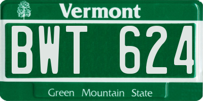 VT license plate BWT624