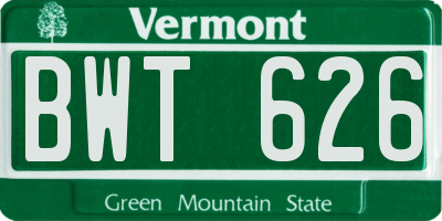 VT license plate BWT626