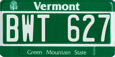 VT license plate BWT627