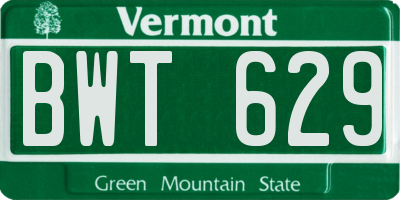 VT license plate BWT629