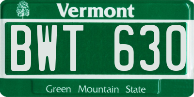 VT license plate BWT630