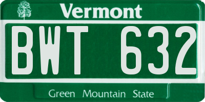 VT license plate BWT632
