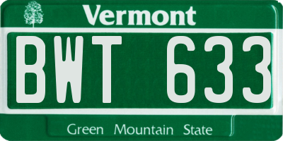VT license plate BWT633