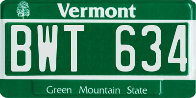 VT license plate BWT634