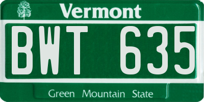 VT license plate BWT635