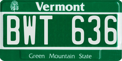 VT license plate BWT636