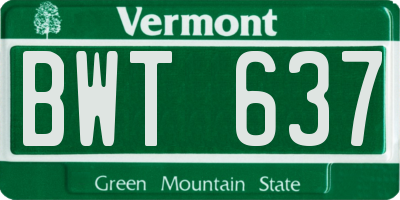 VT license plate BWT637