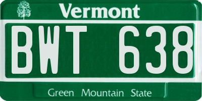 VT license plate BWT638