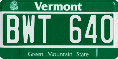 VT license plate BWT640