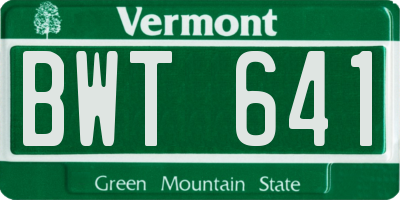 VT license plate BWT641
