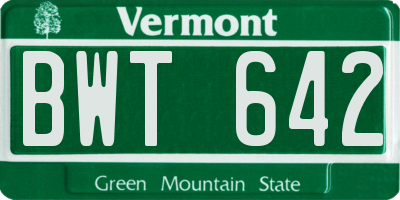 VT license plate BWT642