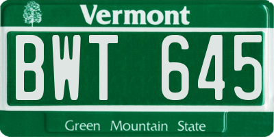 VT license plate BWT645