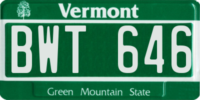 VT license plate BWT646