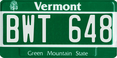 VT license plate BWT648