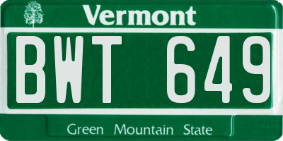 VT license plate BWT649