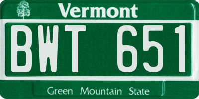 VT license plate BWT651
