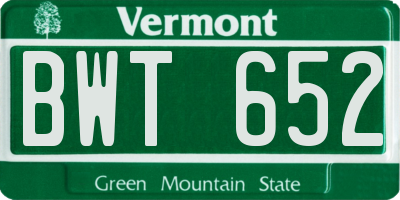 VT license plate BWT652