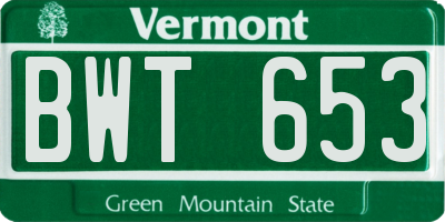 VT license plate BWT653