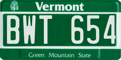VT license plate BWT654