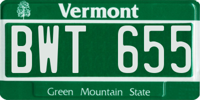 VT license plate BWT655