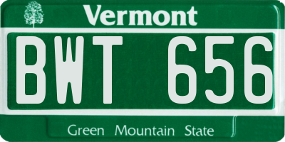 VT license plate BWT656