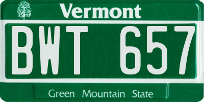 VT license plate BWT657