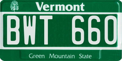 VT license plate BWT660