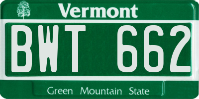 VT license plate BWT662