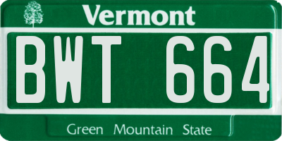 VT license plate BWT664