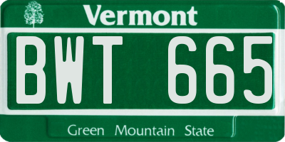 VT license plate BWT665