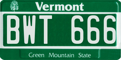 VT license plate BWT666